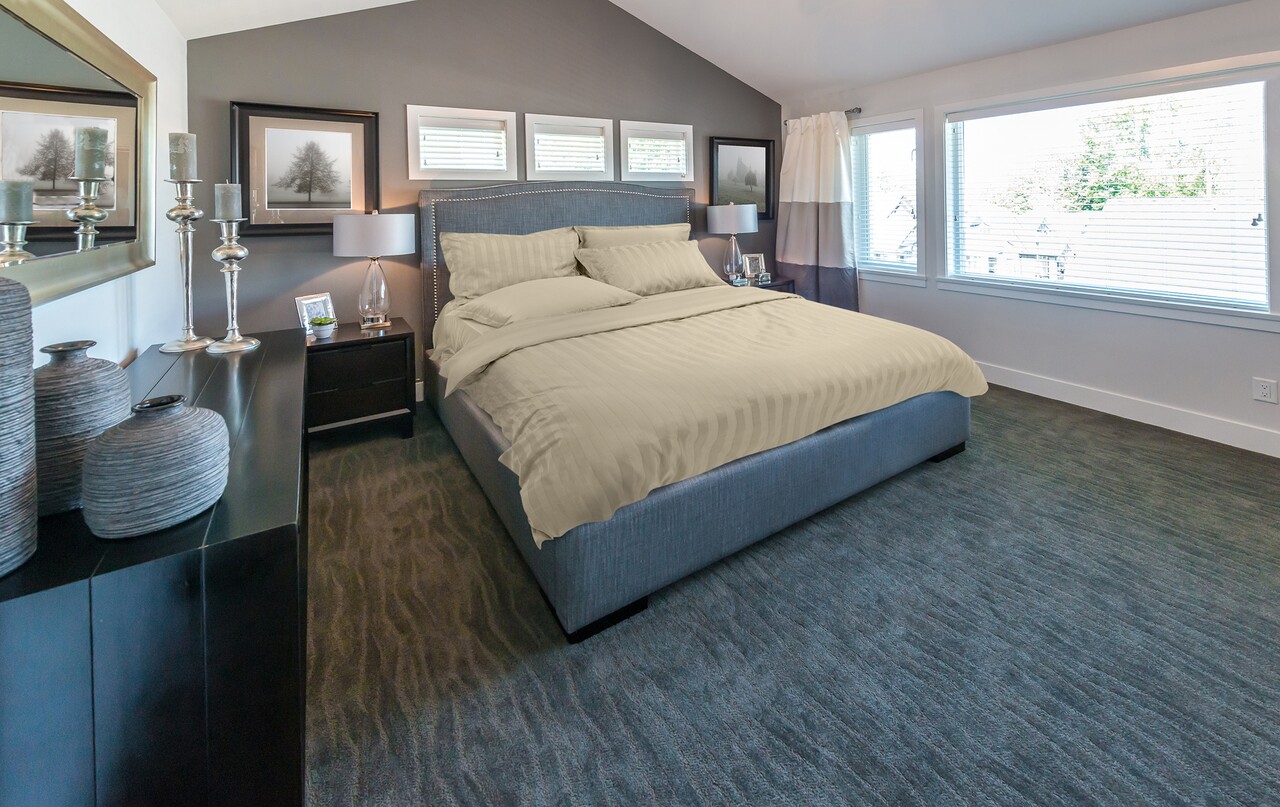 Lenjerie de pat, 2 persoane, 100% Bambus, 6 piese, 200x220 cm, Beige - imagine 7